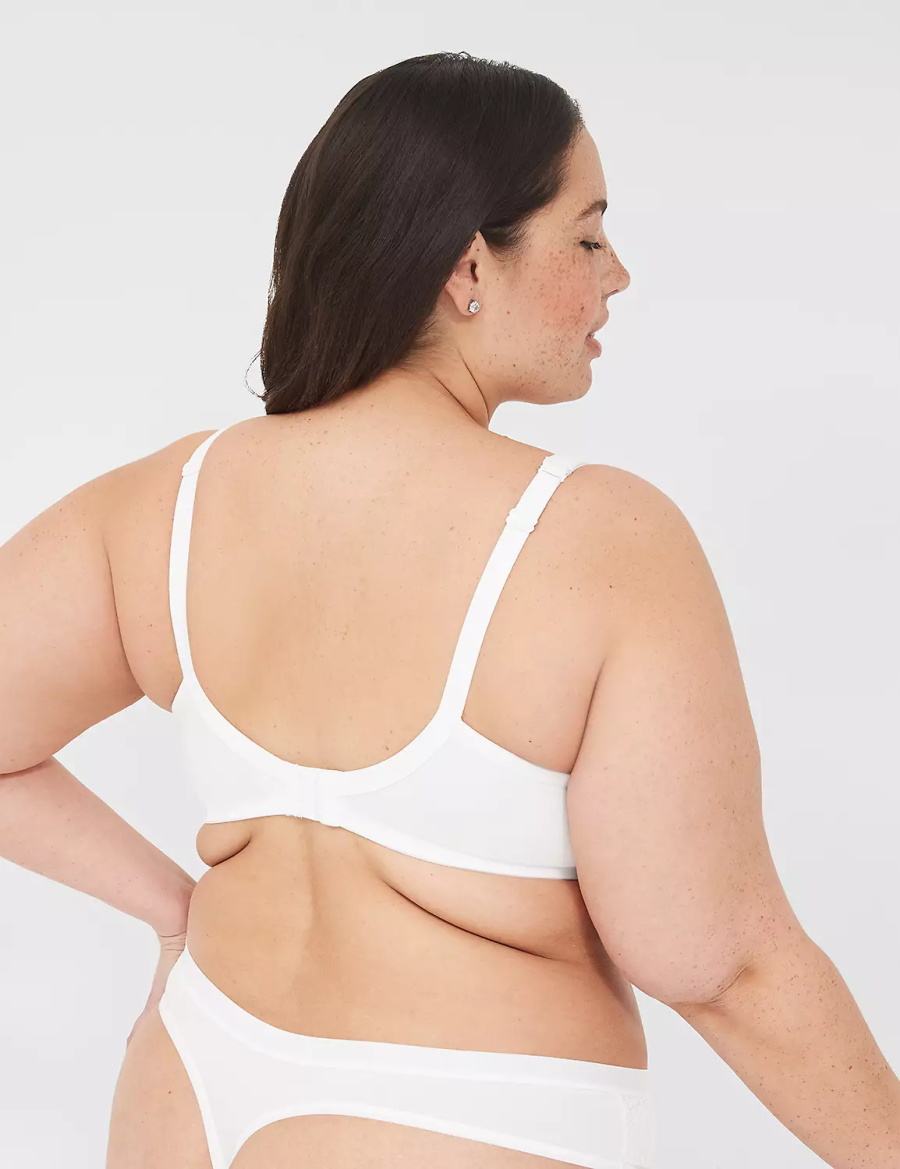 Women Lane Bryant Boost Plunge With Lace Bralettes White | JKG7556BU