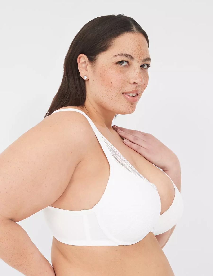 Women Lane Bryant Boost Plunge With Lace Bralettes White | JKG7556BU
