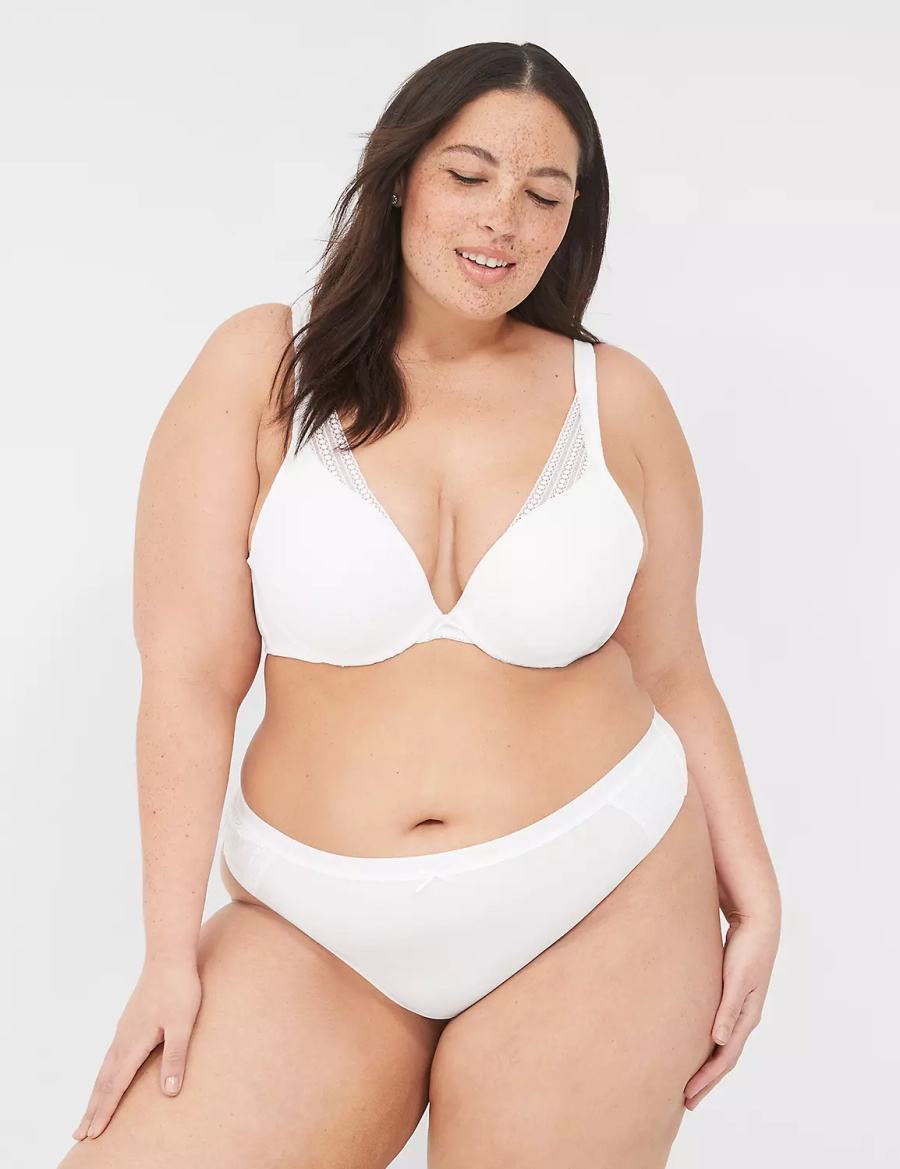 Women Lane Bryant Boost Plunge With Lace Bralettes White | JKG7556BU
