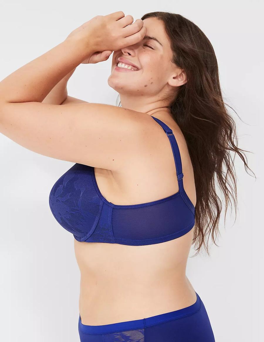 Women Lane Bryant Boost Plunge With Lace Bralettes Blue | TQG2238QJ