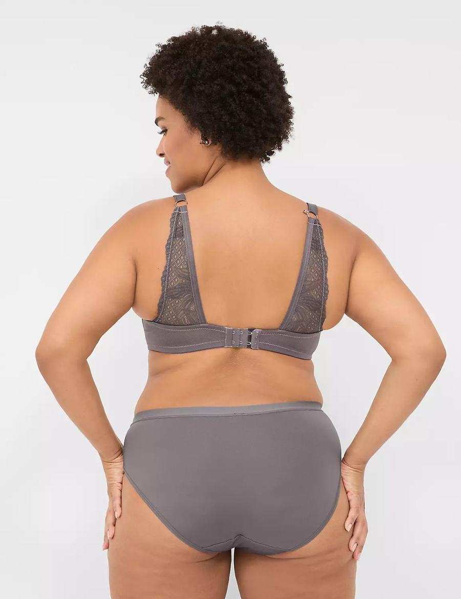 Women Lane Bryant Boost Plunge With Lace Bralettes Dark Grey | IOG6744QE