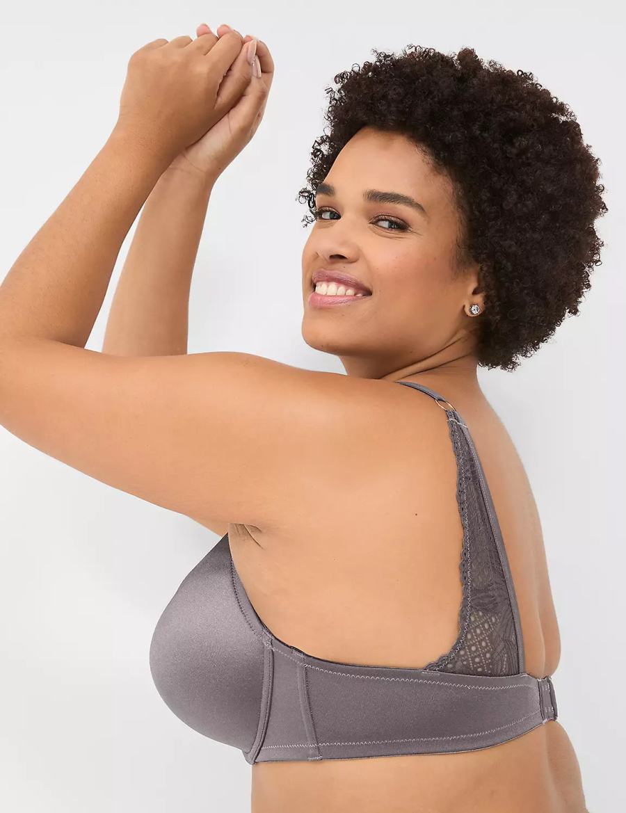 Women Lane Bryant Boost Plunge With Lace Bralettes Dark Grey | IOG6744QE