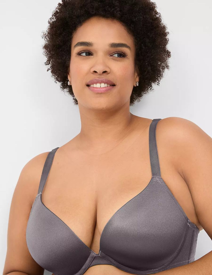 Women Lane Bryant Boost Plunge With Lace Bralettes Dark Grey | IOG6744QE