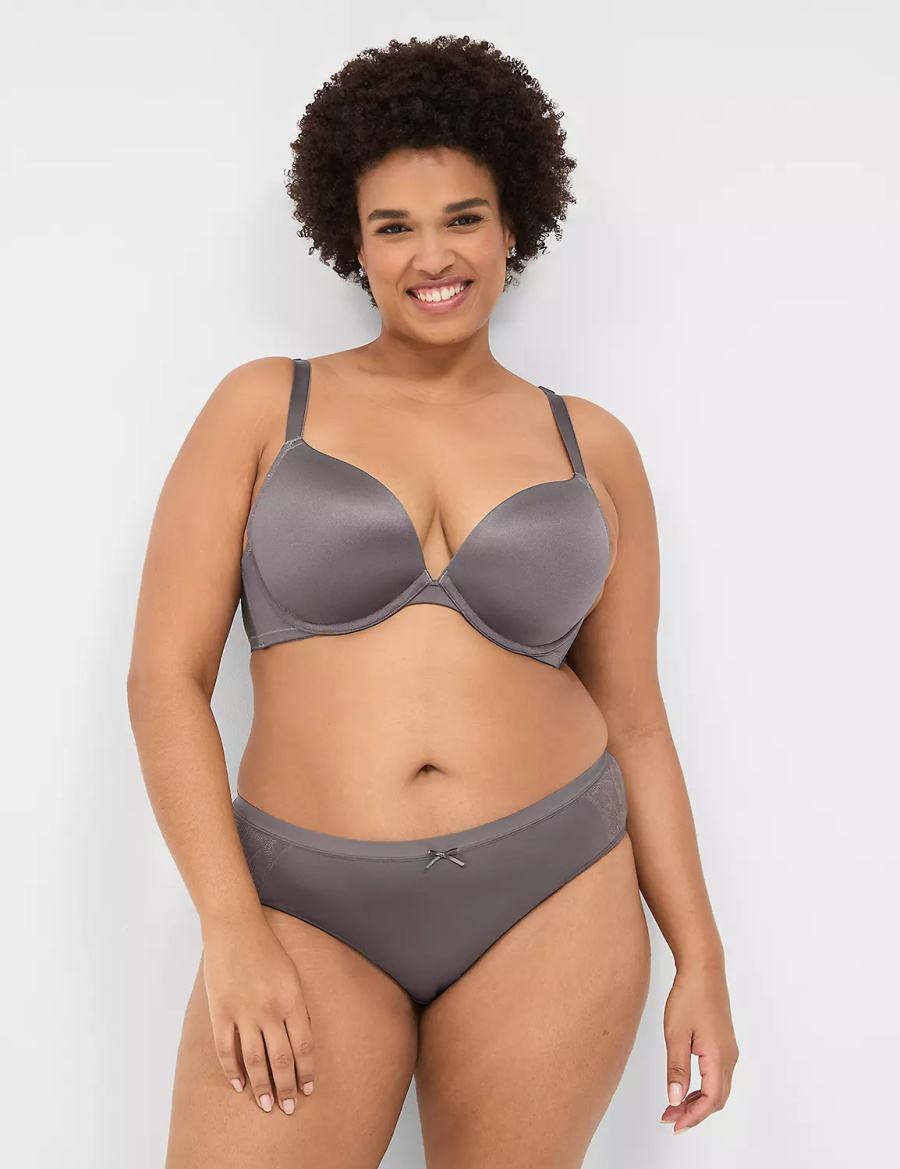 Women Lane Bryant Boost Plunge With Lace Bralettes Dark Grey | IOG6744QE