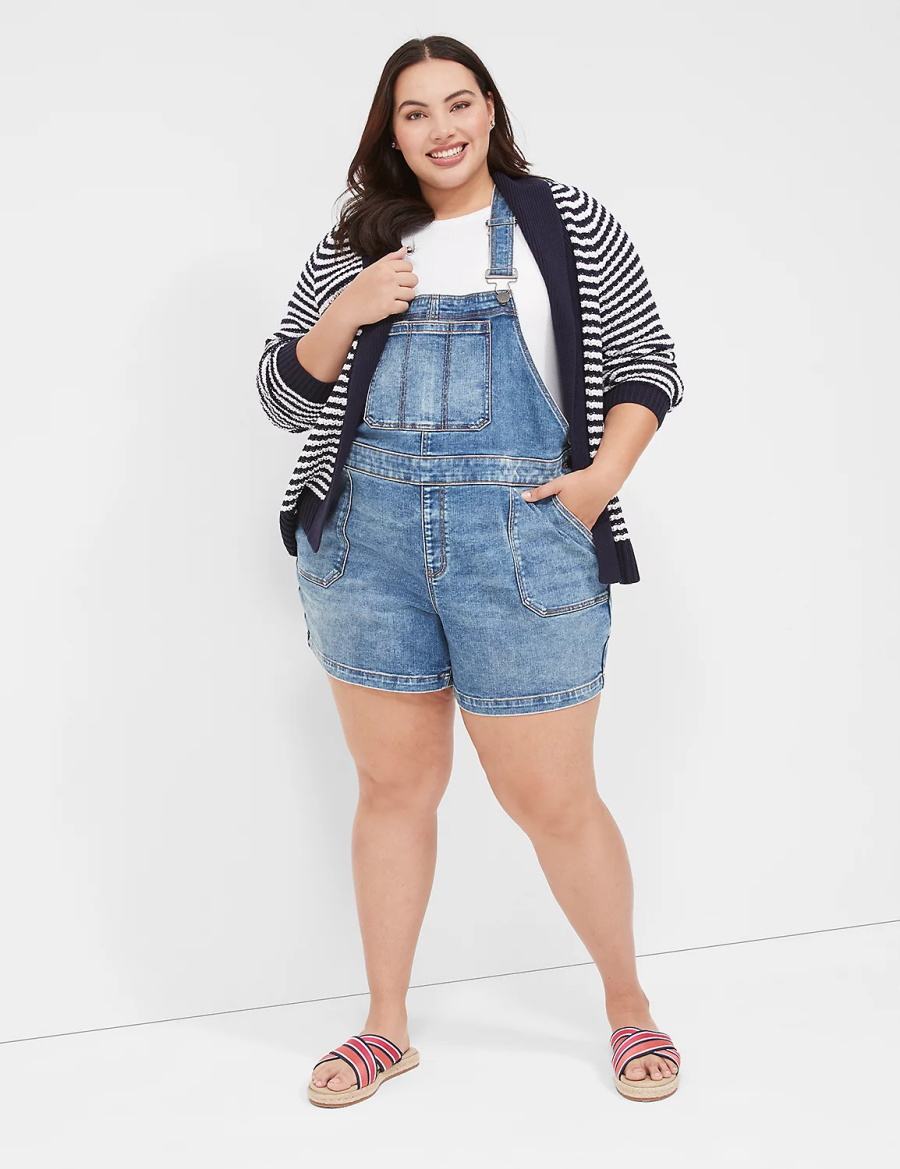 Women Lane Bryant Boyfriend Denim Overall Blue | BHB8854NO