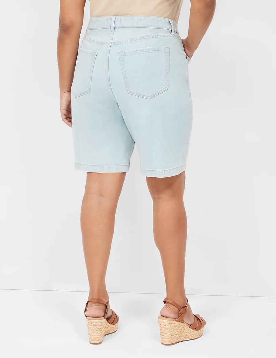 Women Lane Bryant Boyfriend Fit Bermuda Jean Shorts Light Blue | SER9282IE