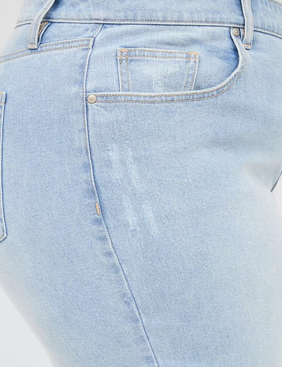 Women Lane Bryant Boyfriend Fit Capri With Embroidery Jeans Light Blue | HBD3163NG