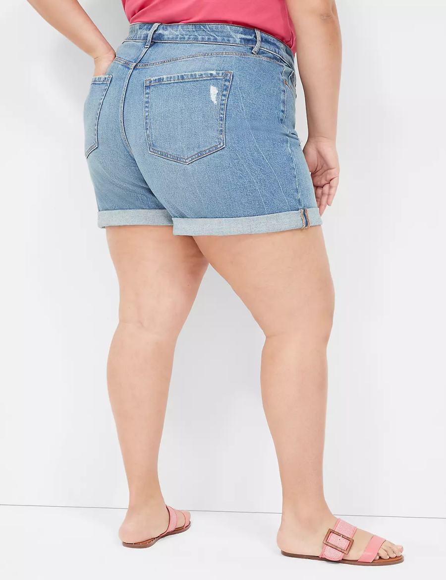 Women Lane Bryant Boyfriend Fit Jean Shorts Blue | EKR7687PE