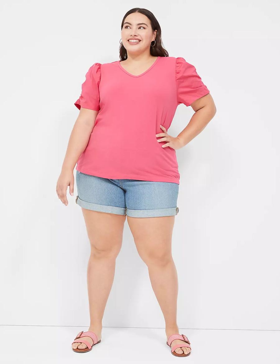 Women Lane Bryant Boyfriend Fit Jean Shorts Blue | EKR7687PE