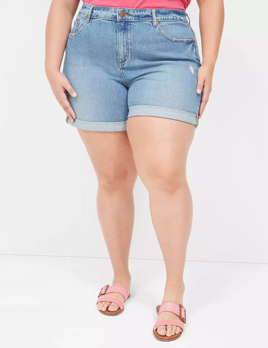 Women Lane Bryant Boyfriend Fit Jean Shorts Blue | EKR7687PE