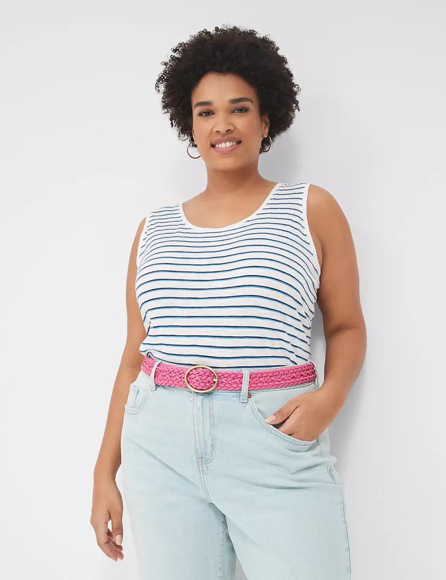 Women Lane Bryant Braided Faux-Leather Oval Belts Fuchsia | EAV2350WP