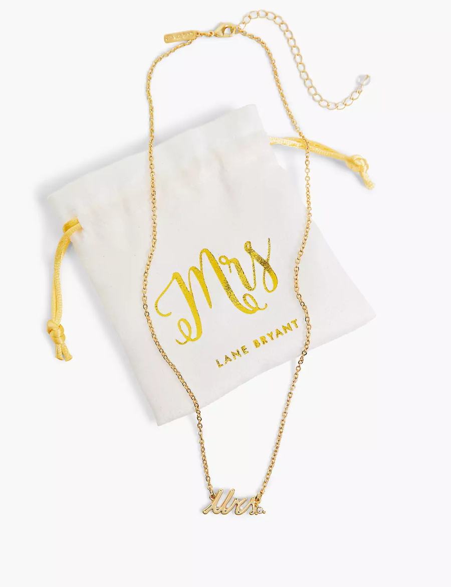 Women Lane Bryant Bride Mrs & Pouch Necklace Gold | RWK3037GA