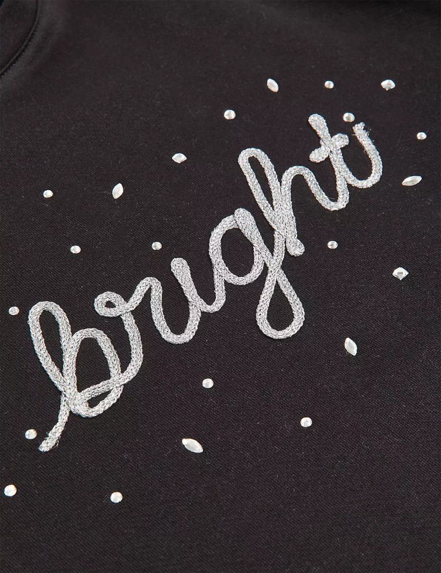 Women Lane Bryant Bright Embroidered Graphic Sweatshirts Black | AKH3685PE