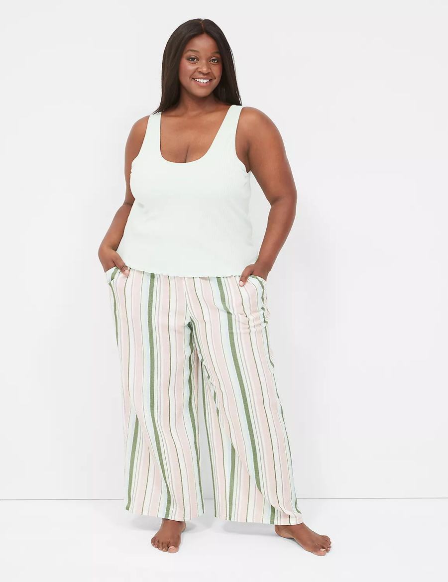Women Lane Bryant Brushed Rib Lettuce-Hem Tanks Light Green | FQK6229VT