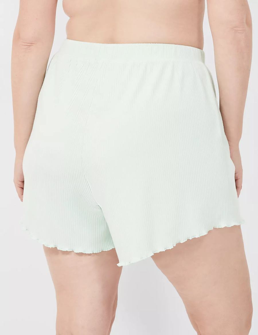 Women Lane Bryant Brushed Rib Lettuce-Hem Sleep Shorts Light Green | NKV3524SQ