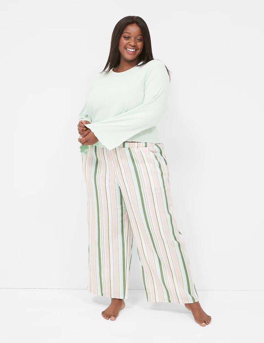 Women Lane Bryant Brushed Rib Lettuce-Hem Sleep Shirts Light Green | JES2196WR