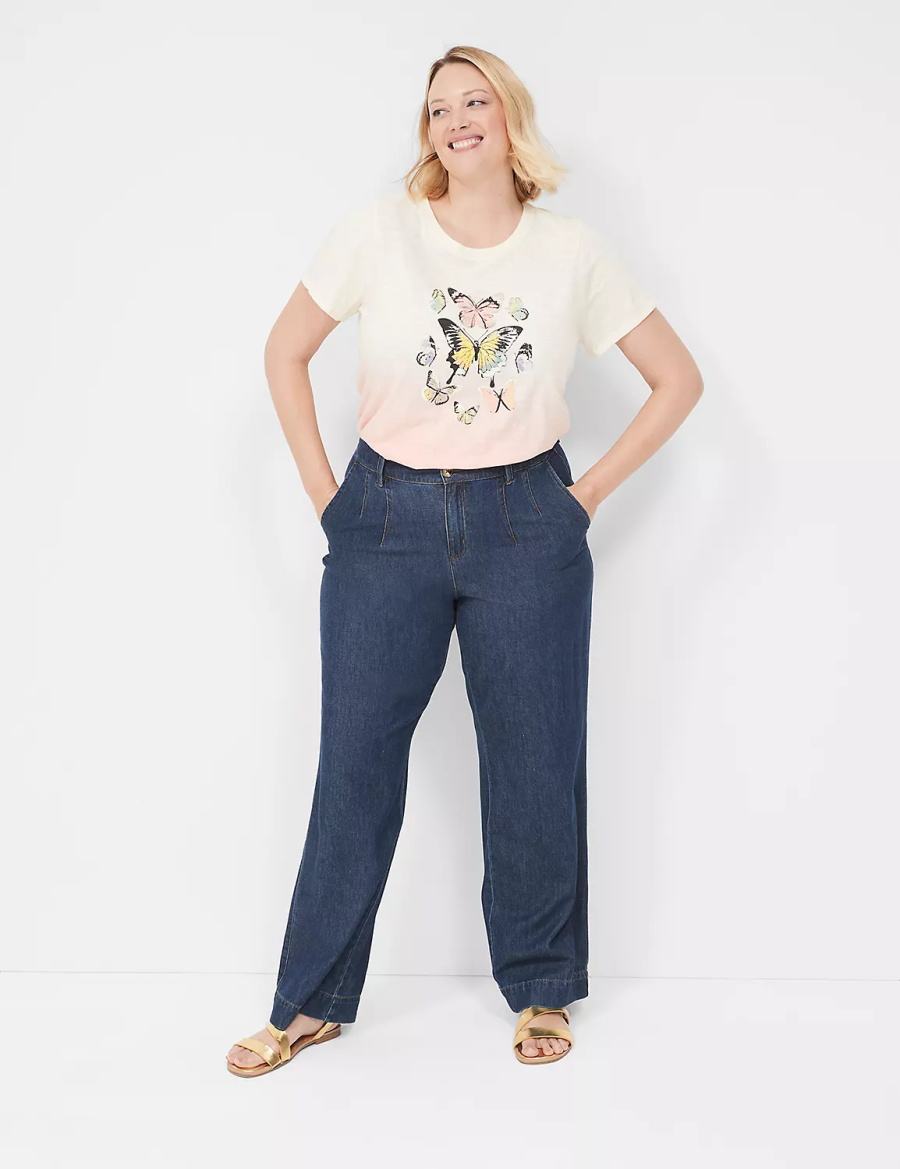 Women Lane Bryant Butterflies Graphic Tee T Shirts White Orange | ETB1091BA