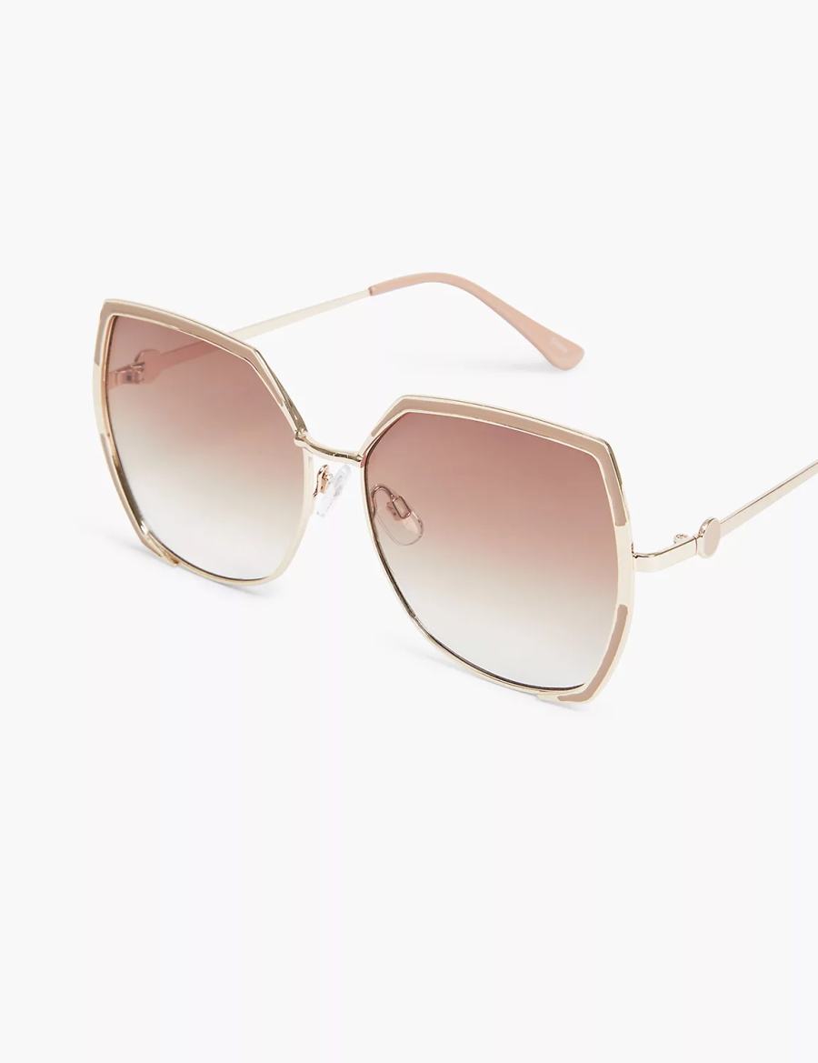 Women Lane Bryant Butterfly Aviator Sunglasses Brown | CEY2051MB