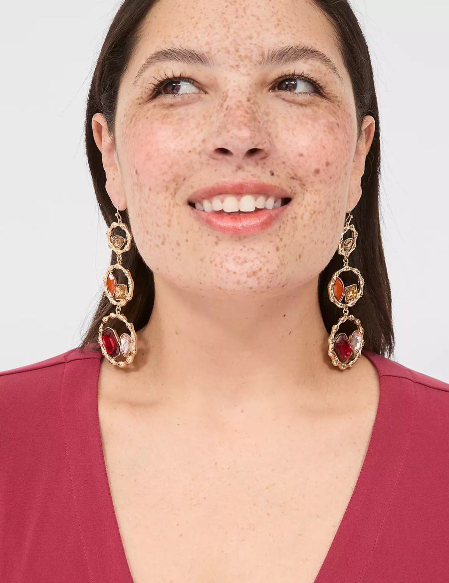 Women Lane Bryant Cabernet Imitation Stone Drop Earrings Gold | LHW38100ER