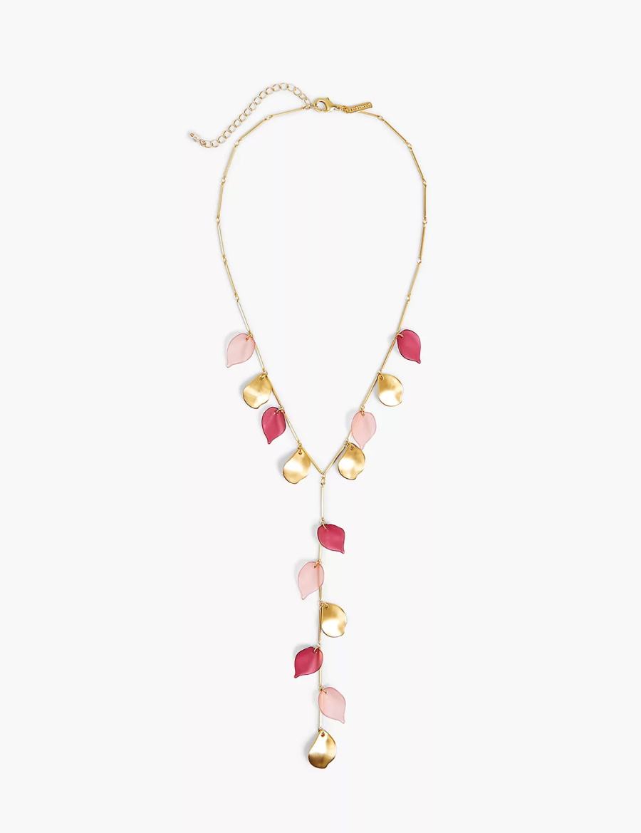Women Lane Bryant Cabernet Petal Y Necklace Gold | SOC6465NZ