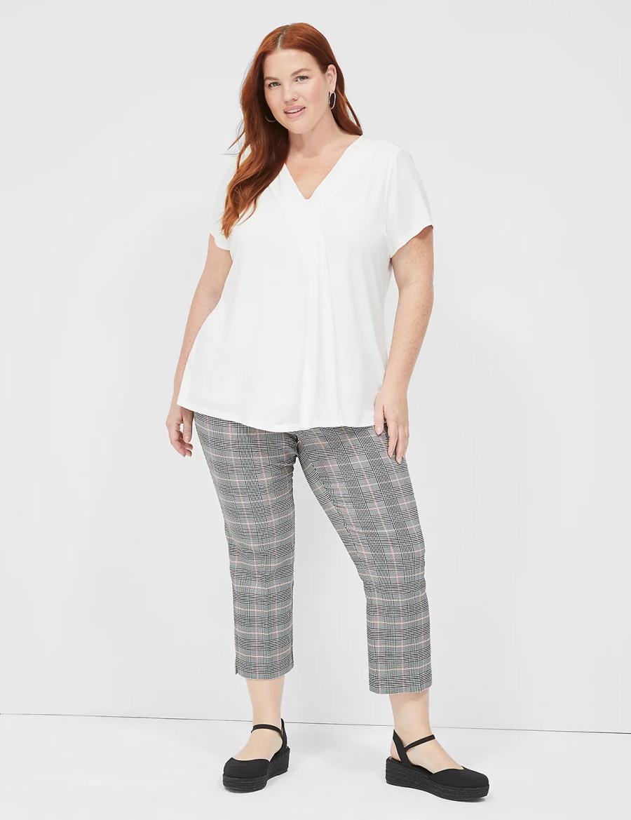 Women Lane Bryant Cap-Sleeve Pleat-Front Top T Shirts White | YTX1327NV