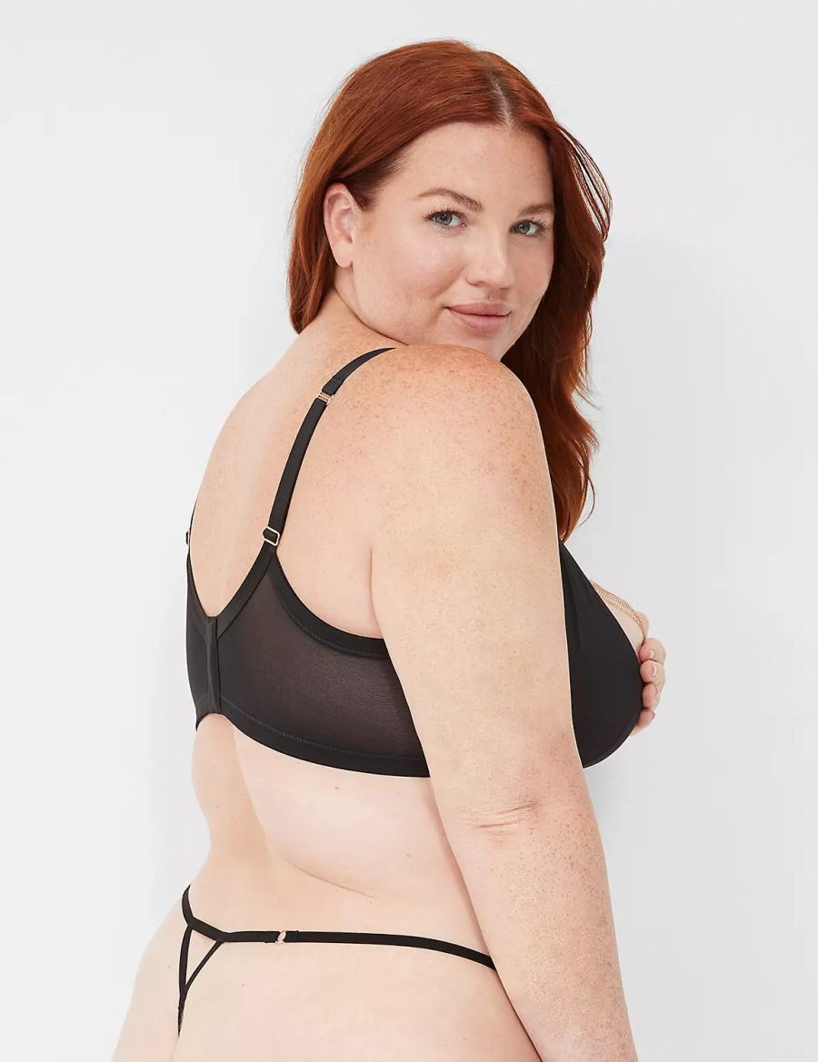 Women Lane Bryant Chain Embellished Thong Panty Black | ARW8374VU