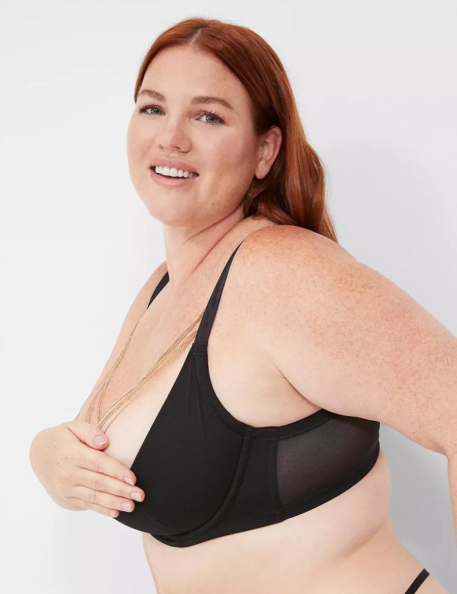 Women Lane Bryant Chain Quarter Cup Bralettes Black | NRR6149TW