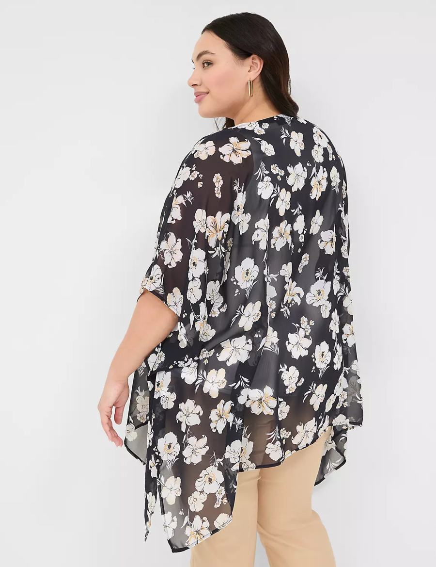 Women Lane Bryant Chiffon Overpiece Robe Navy | RAJ1671ML