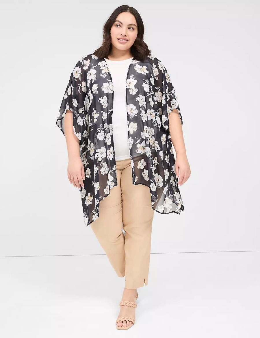 Women Lane Bryant Chiffon Overpiece Robe Navy | RAJ1671ML