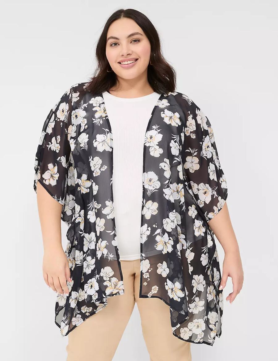Women Lane Bryant Chiffon Overpiece Robe Navy | RAJ1671ML