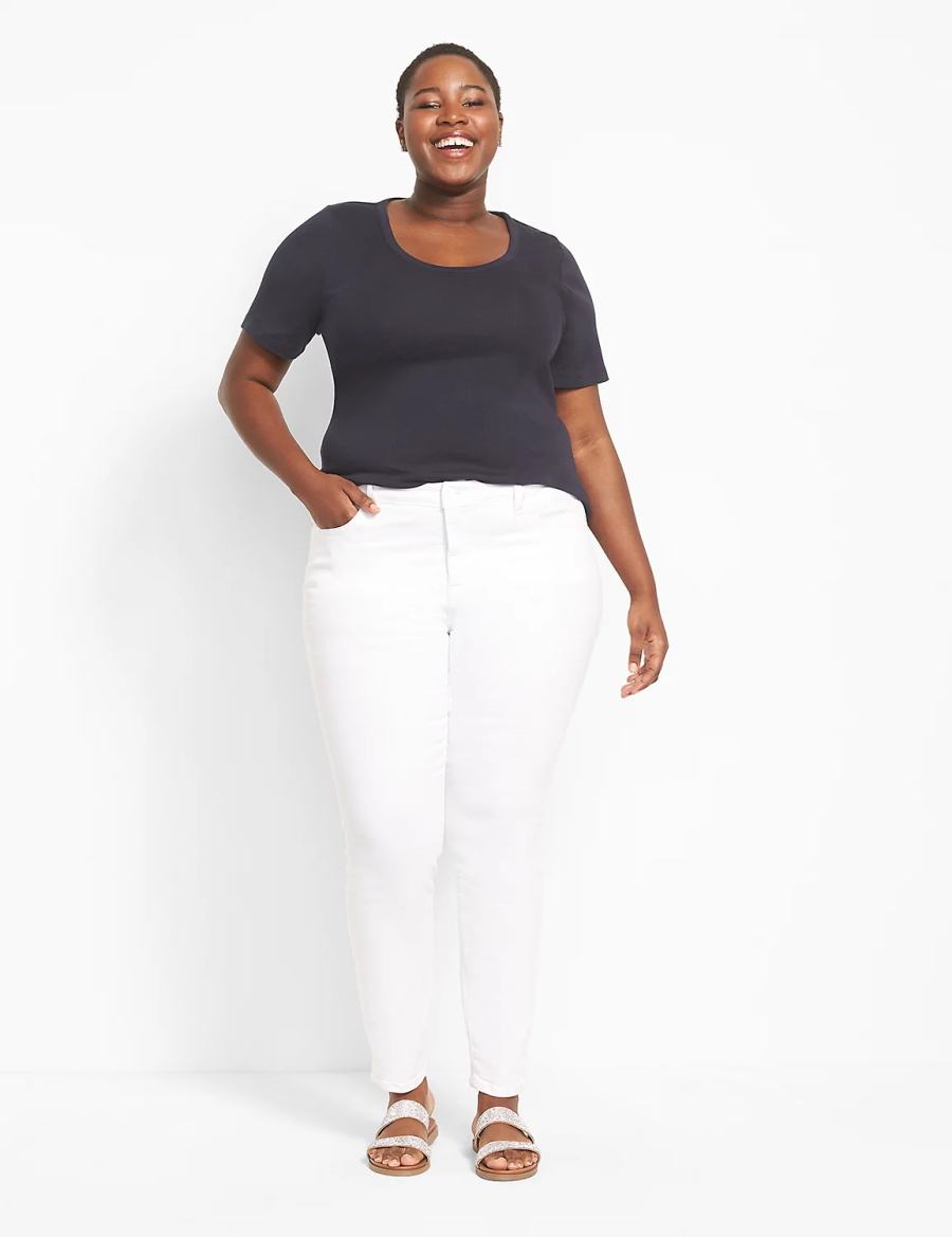 Women Lane Bryant Classic Perfect Sleeve Scoop-Neck Tee T Shirts Blue | KNI9172GJ