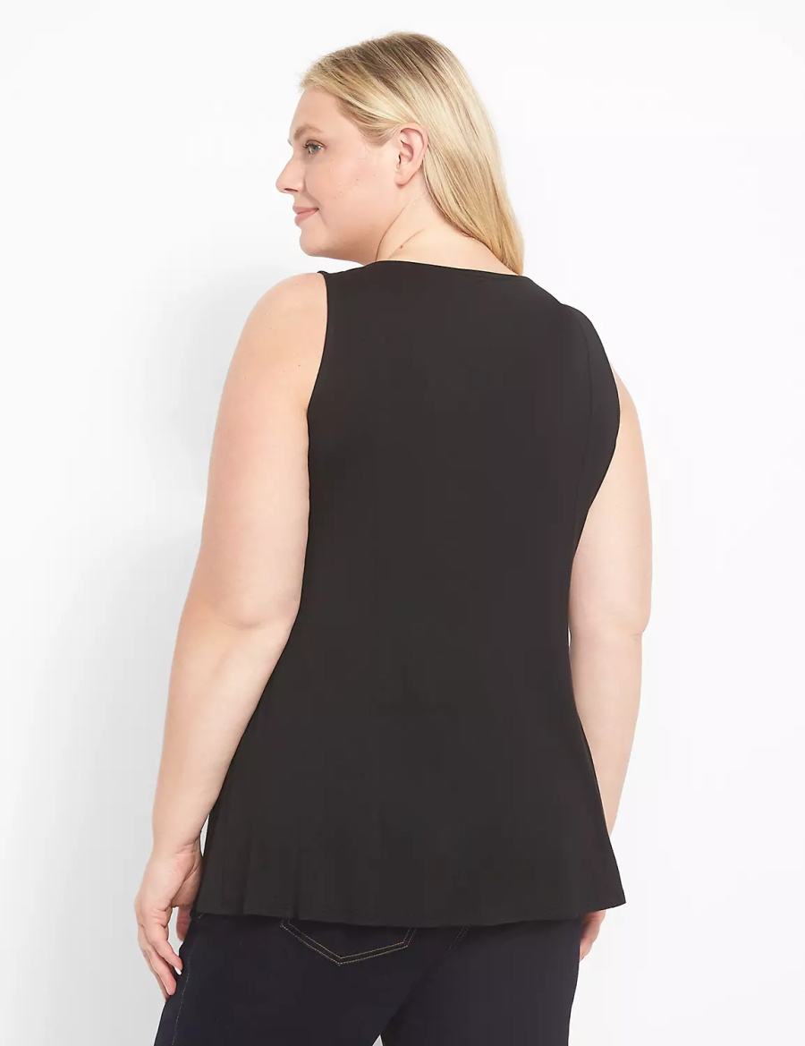 Women Lane Bryant Classic Scoop-Neck Fit & Flare Tank Top Black | EAB3993PJ