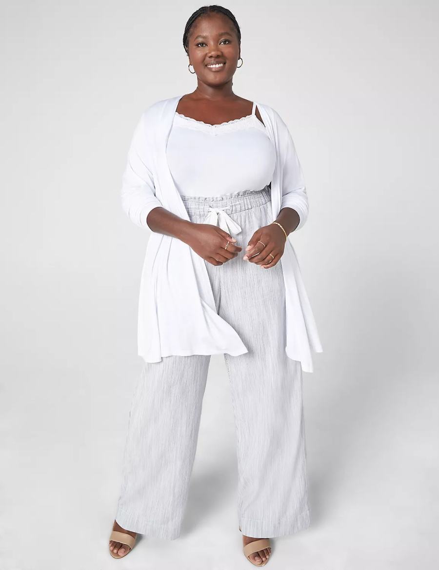 Women Lane Bryant Classic V-Neck Lace Trim Cami Tank Top White | OKD8367QH