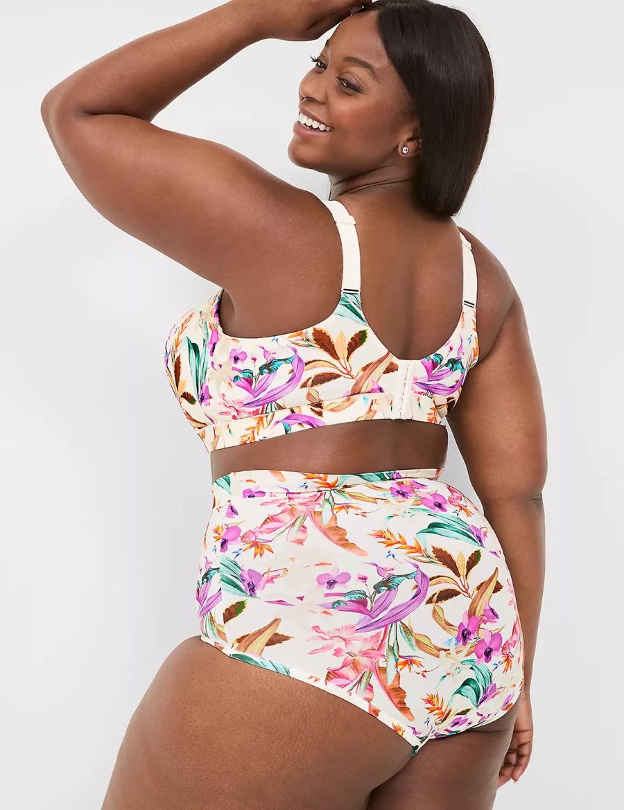 Women Lane Bryant Comfort Bliss High-Waist Briefs White Multicolor | IPL3995NA