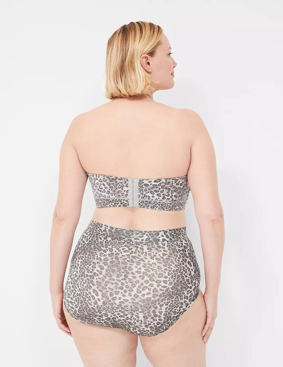 Women Lane Bryant Comfort Bliss High-Waist Briefs Brown Black White | RDZ1668XQ