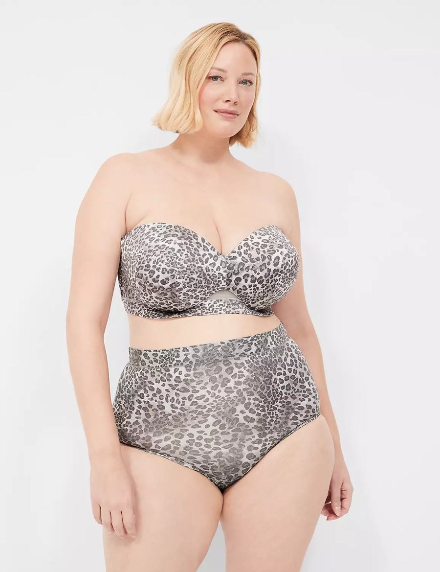 Women Lane Bryant Comfort Bliss High-Waist Briefs Brown Black White | RDZ1668XQ
