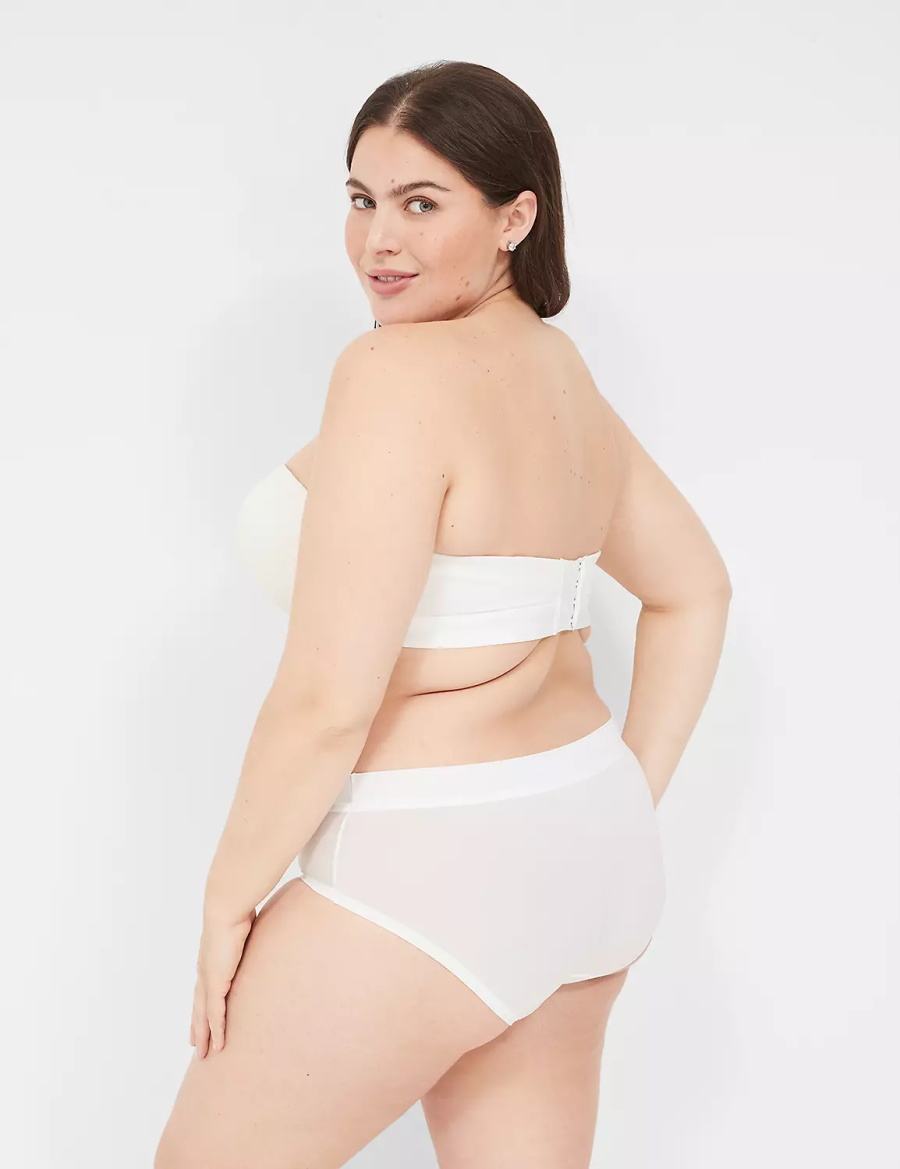 Women Lane Bryant Comfort Bliss Lightly Lined Multi-Way With Lace Strapless Bra White | FYX8432LD