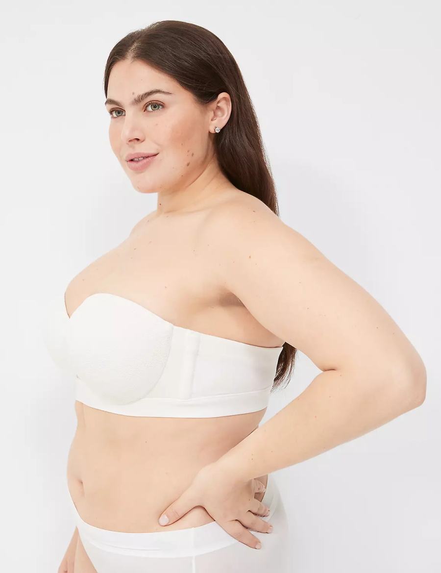 Women Lane Bryant Comfort Bliss Lightly Lined Multi-Way With Lace Strapless Bra White | FYX8432LD