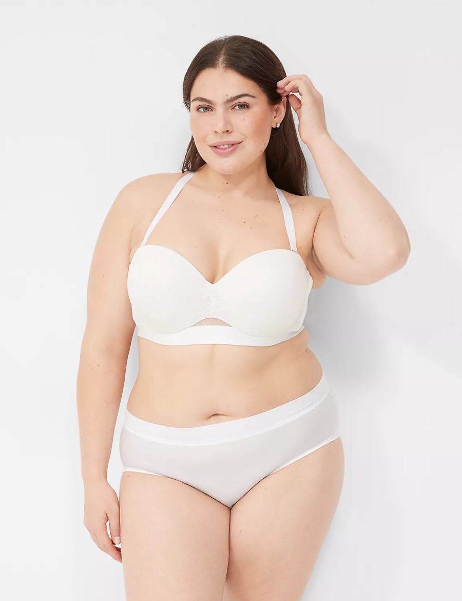 Women Lane Bryant Comfort Bliss Lightly Lined Multi-Way With Lace Strapless Bra White | FYX8432LD