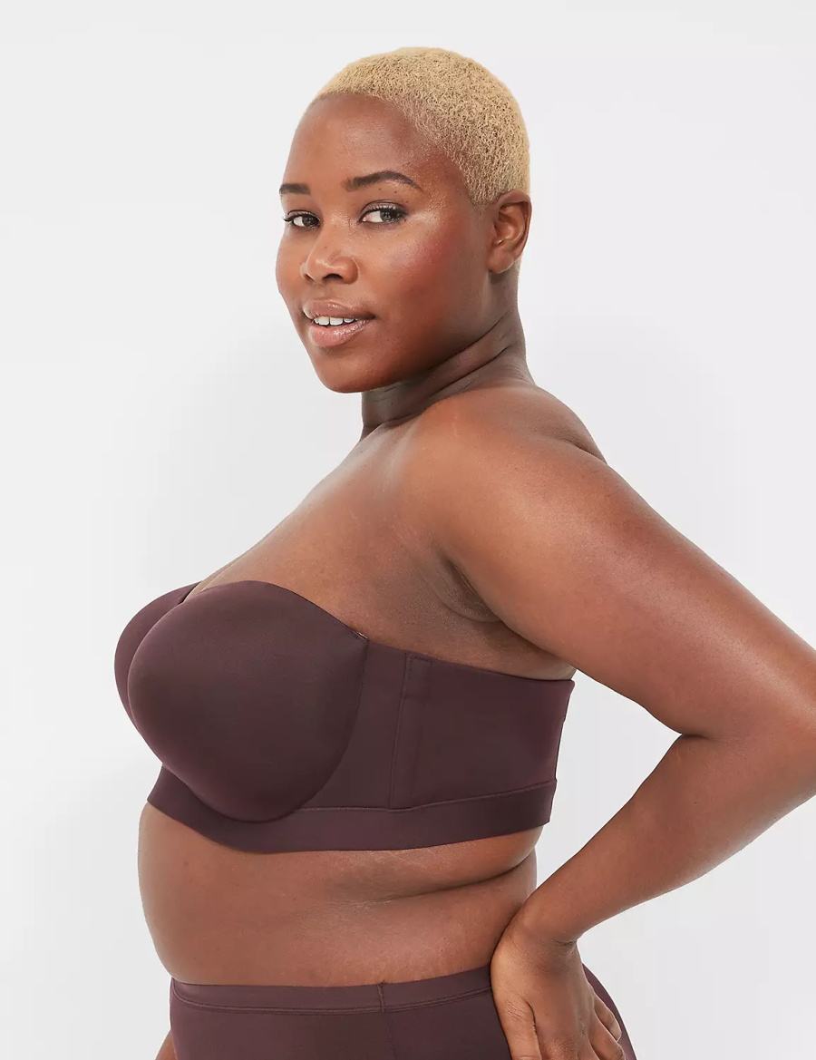 Women Lane Bryant Comfort Bliss Lightly Lined Multi-Way Strapless Bra Chocolate Purple | FRI2726TY