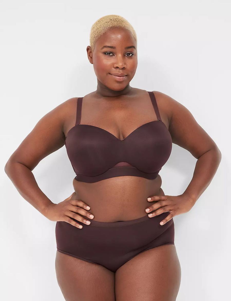Women Lane Bryant Comfort Bliss Lightly Lined Multi-Way Strapless Bra Chocolate Purple | FRI2726TY