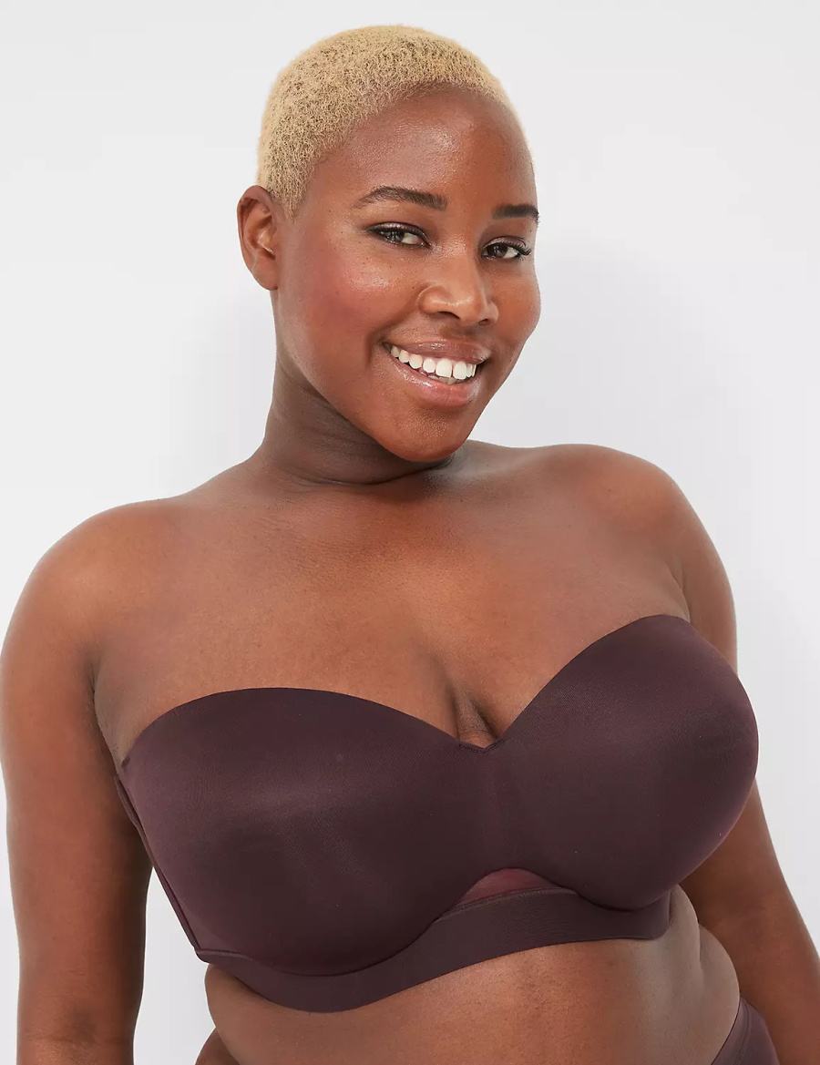 Women Lane Bryant Comfort Bliss Lightly Lined Multi-Way Strapless Bra Chocolate Purple | FRI2726TY