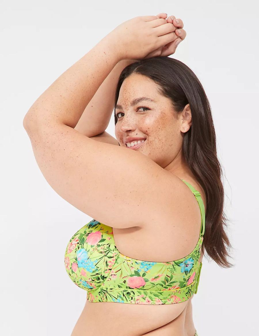 Women Lane Bryant Comfort Bliss Lightly Lined Plunge Bralettes Green | SVI9740SZ