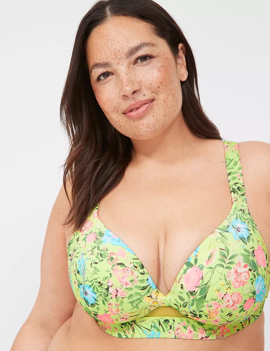 Women Lane Bryant Comfort Bliss Lightly Lined Plunge Bralettes Green | SVI9740SZ