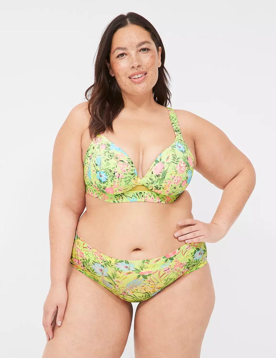 Women Lane Bryant Comfort Bliss Lightly Lined Plunge Bralettes Green | SVI9740SZ