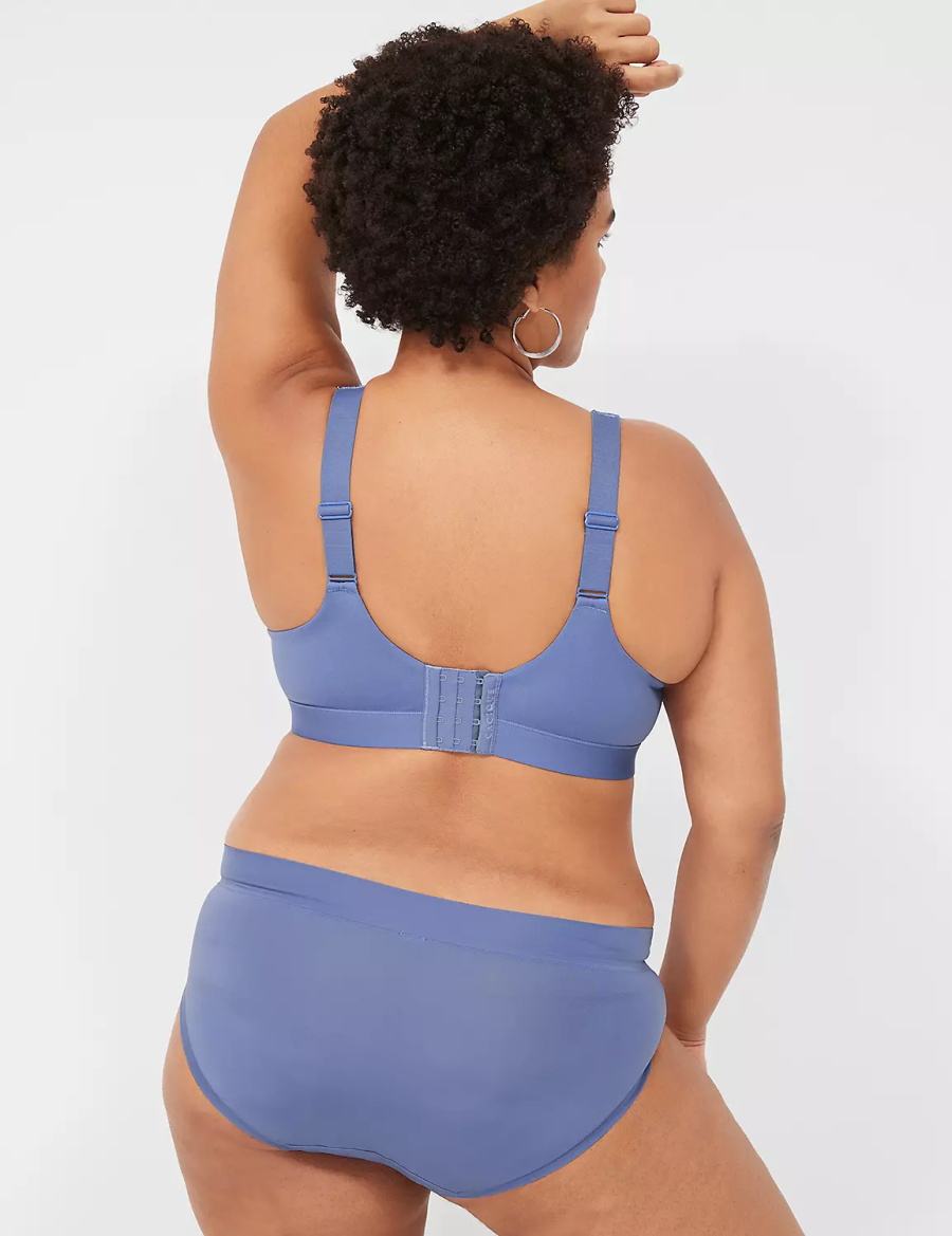 Women Lane Bryant Comfort Bliss Lightly Lined Plunge Bralettes Blue | DGQ3771QV
