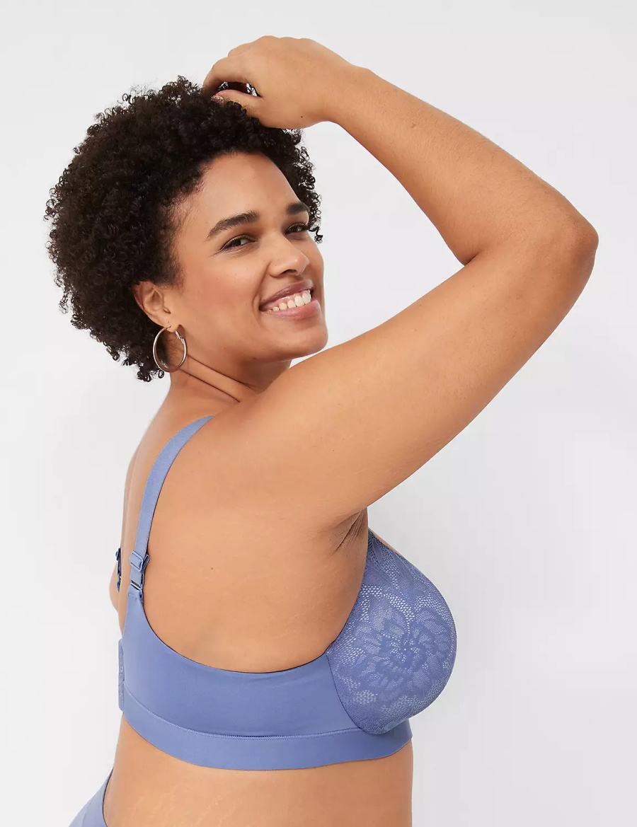 Women Lane Bryant Comfort Bliss Lightly Lined Plunge Bralettes Blue | DGQ3771QV
