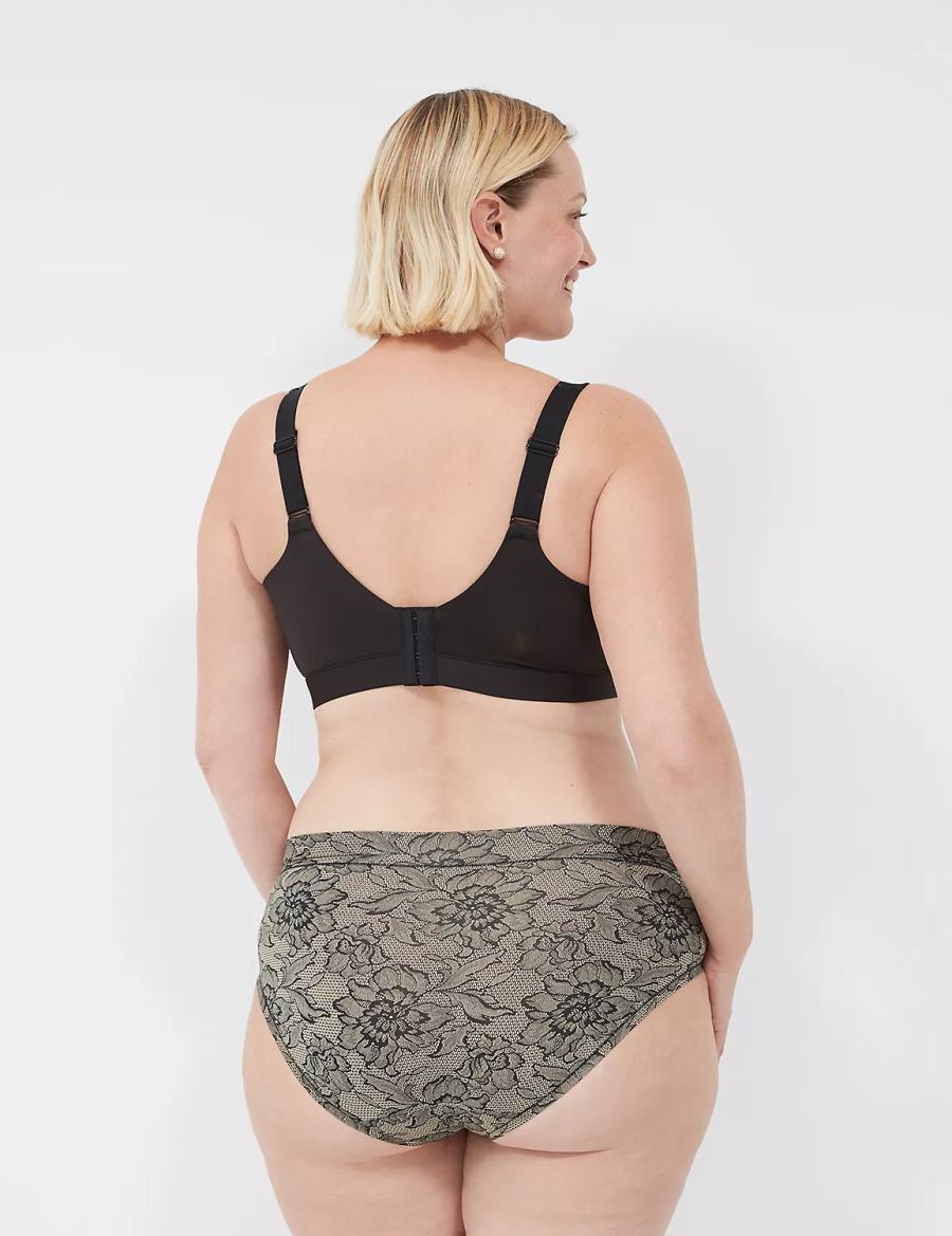 Women Lane Bryant Comfort Bliss Lightly Lined No-Wire With Lace Bralettes Black | FZS2478ZX