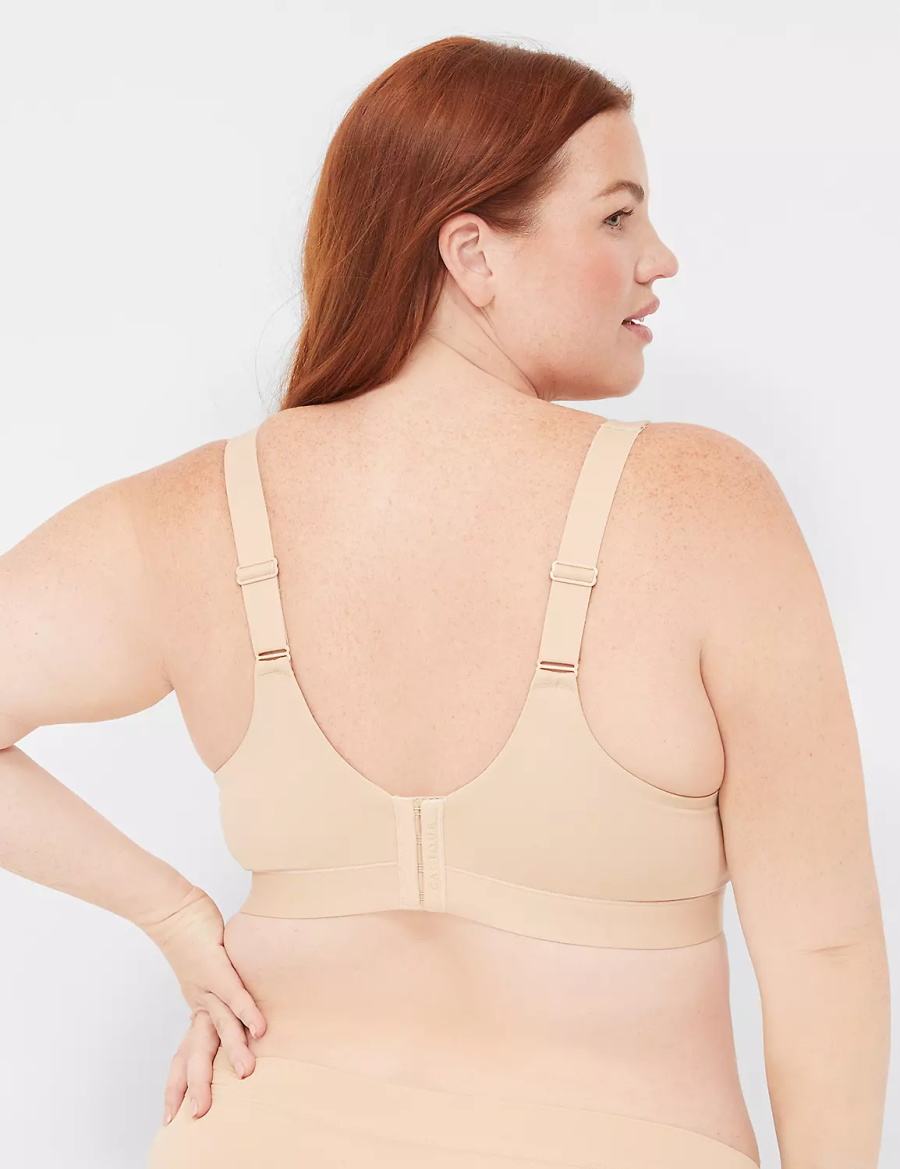 Women Lane Bryant Comfort Bliss Lightly Lined Plunge Bralettes Beige | VWC145NE