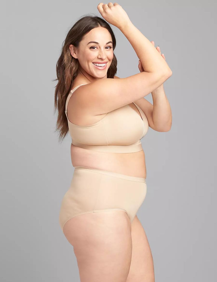 Women Lane Bryant Comfort Bliss Lightly Lined No-Wire Bralettes Beige | UDE5271ZX